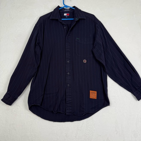 Tommy Hilfiger Vintage Crest Shirt Men’s M - Pinstripe Naval Issue - Picture 1 of 12